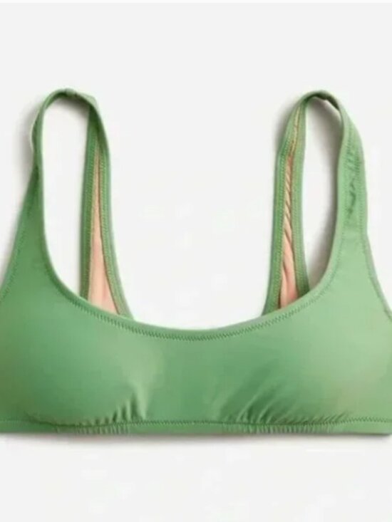 J. Crew Other - J. Crew Heritage Scoopneck Bikini Swim Top Medium Green NWT 90s Y2K Colorful